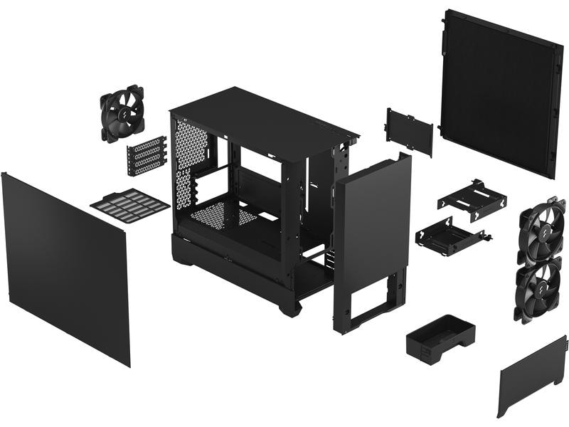 Fractal Design PC-Gehäuse Pop Mini Silent Solid Schwarz Mini-Tower mit drei vorinstallierten 120-mm-Lüftern