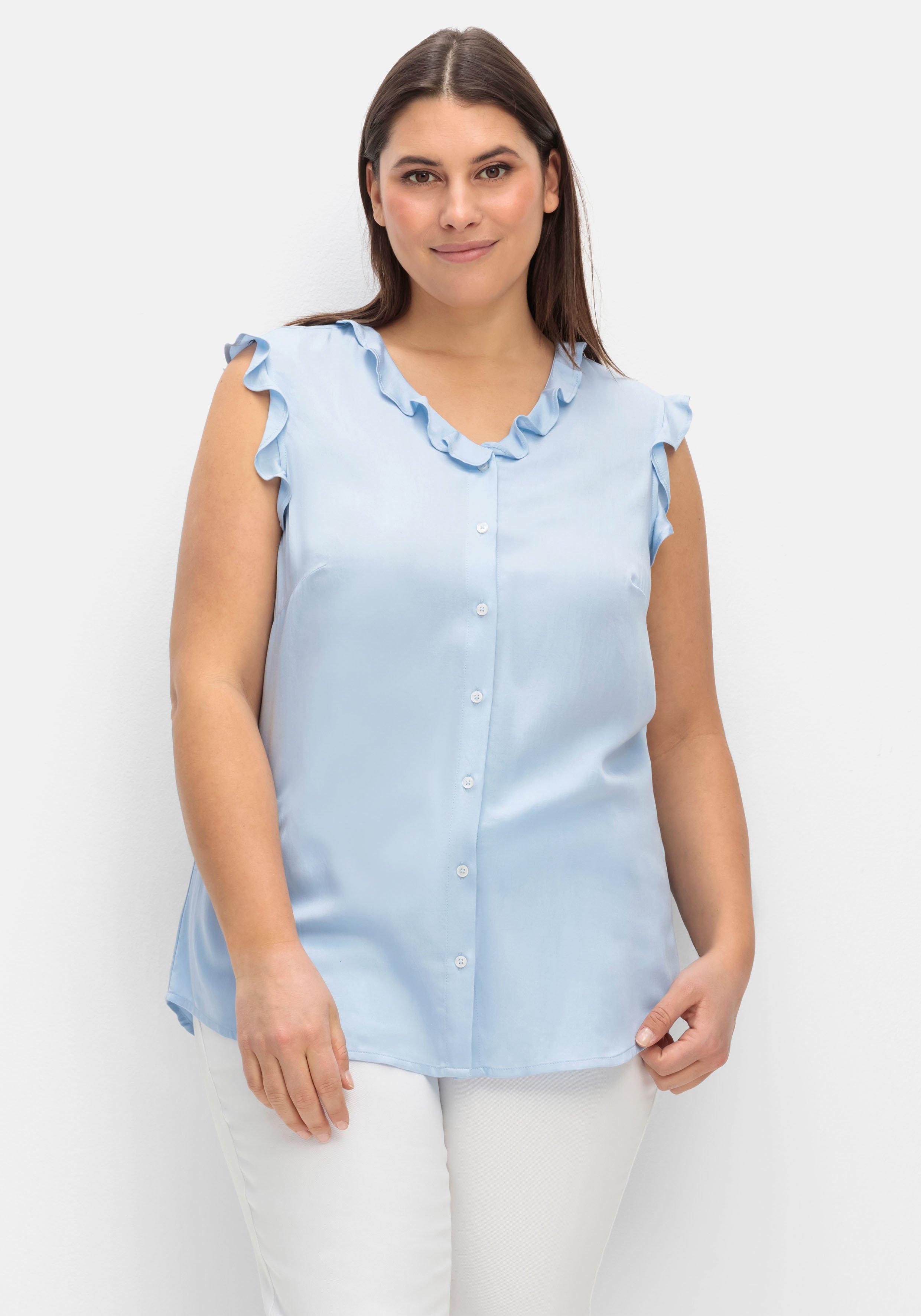 Bluse in ärmelloser Form mit Volants, aus Viskose