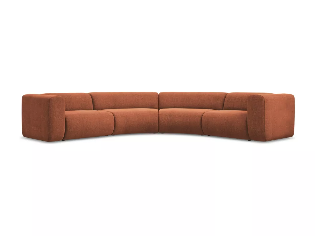 Canapé d'angle modulaire en Chenille - terre cuite - EKAHI