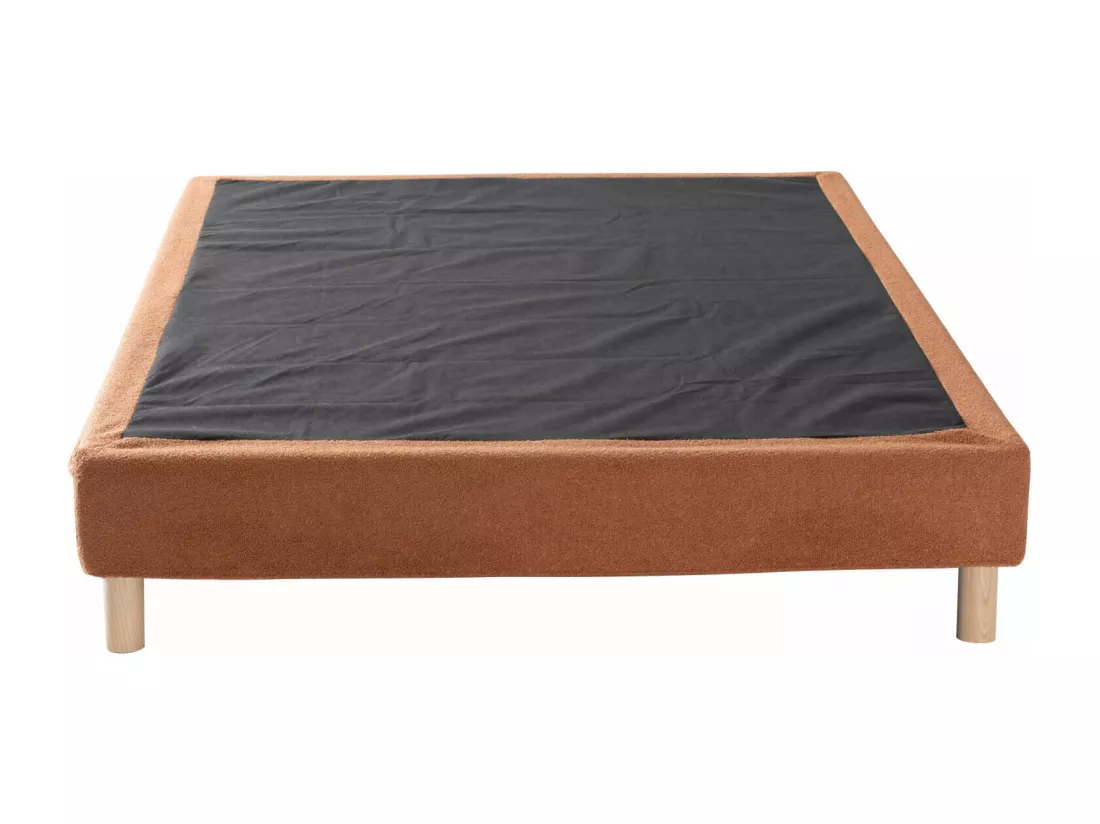 Cache-sommier bouclette intégral terracotta 140x190 - Boucletta