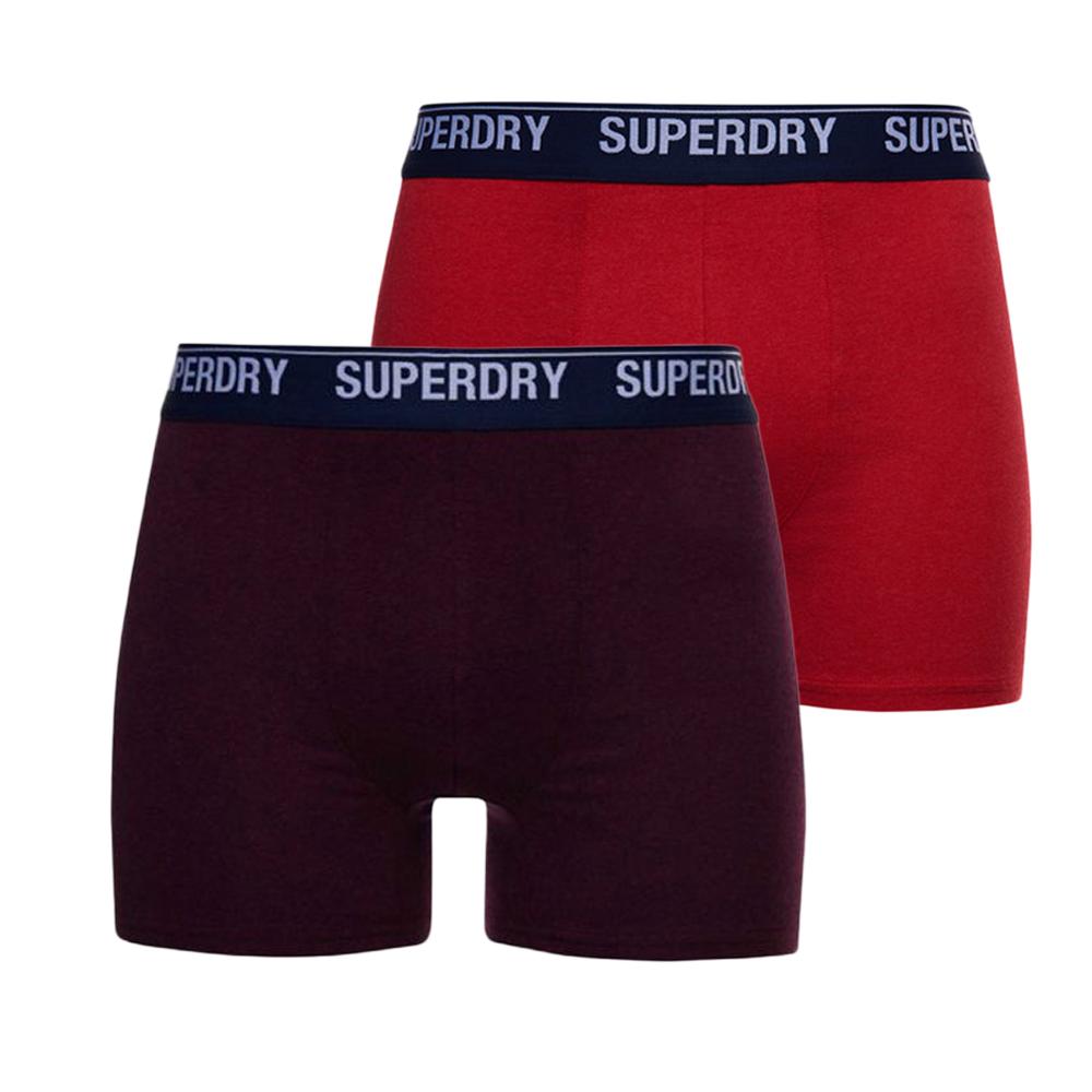 Superdry Lot x2 Boxers Rouge/Bordeaux Homme Superdry