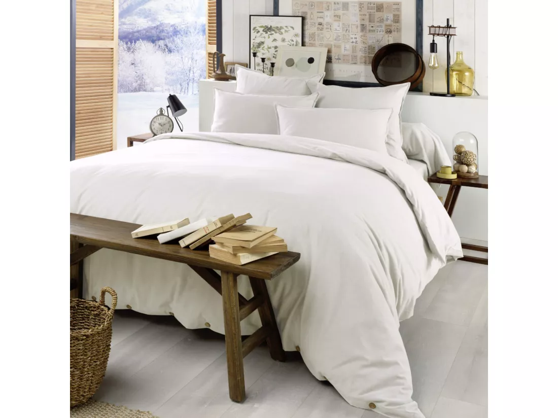 Parure de lit flanelle blanc 240x220 cm