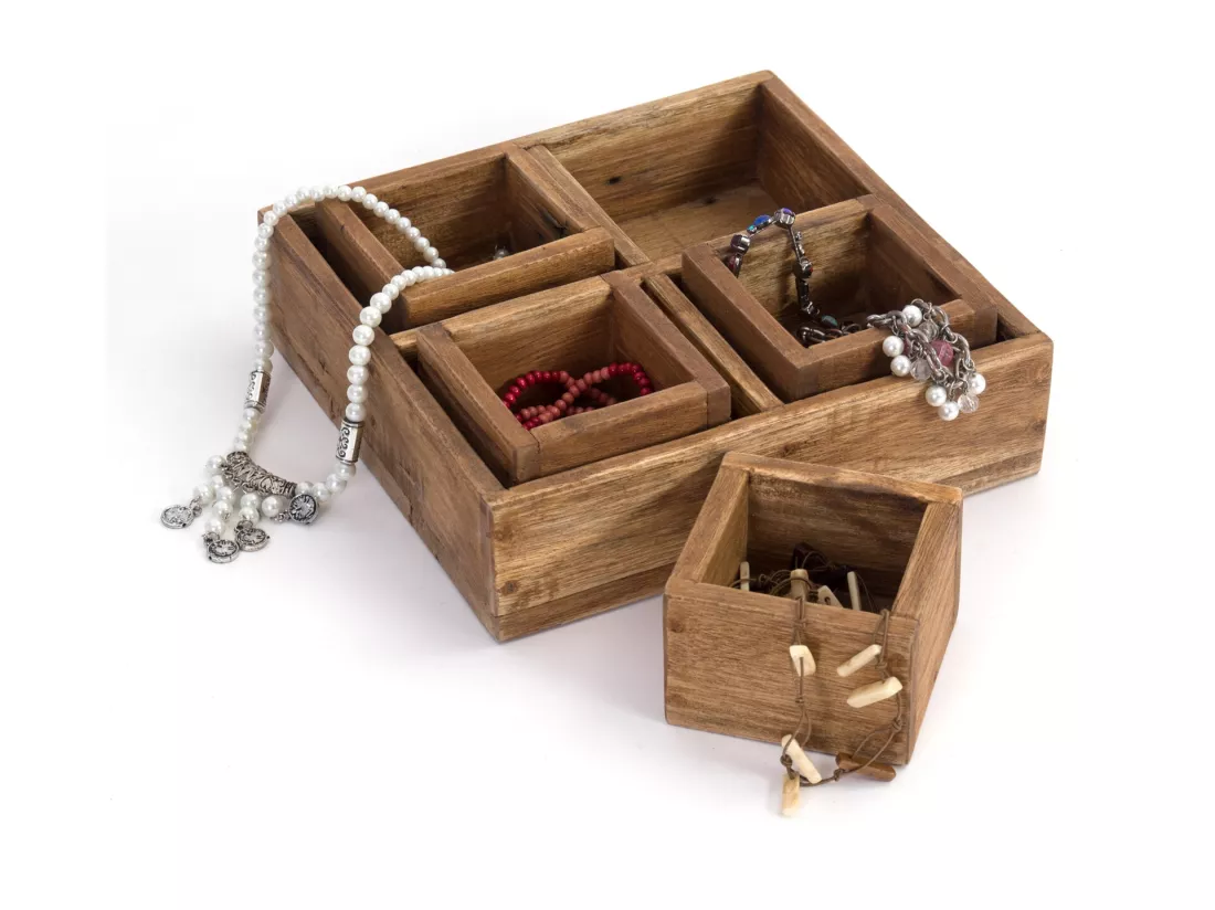 ENSEMBLE DE CAISSES Cubo II 7 pièces Bois massif