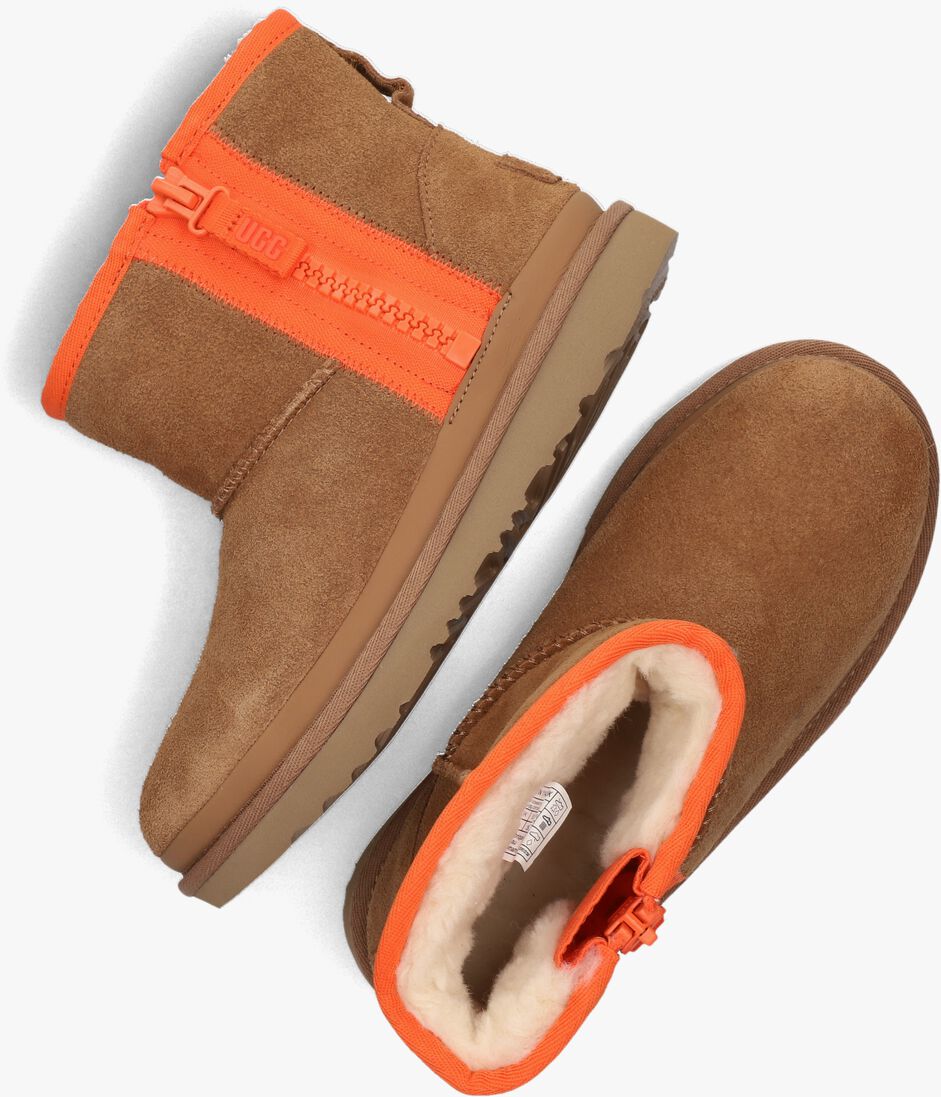 UGG cognac ugg vachtlaarzen classic mini zipper k