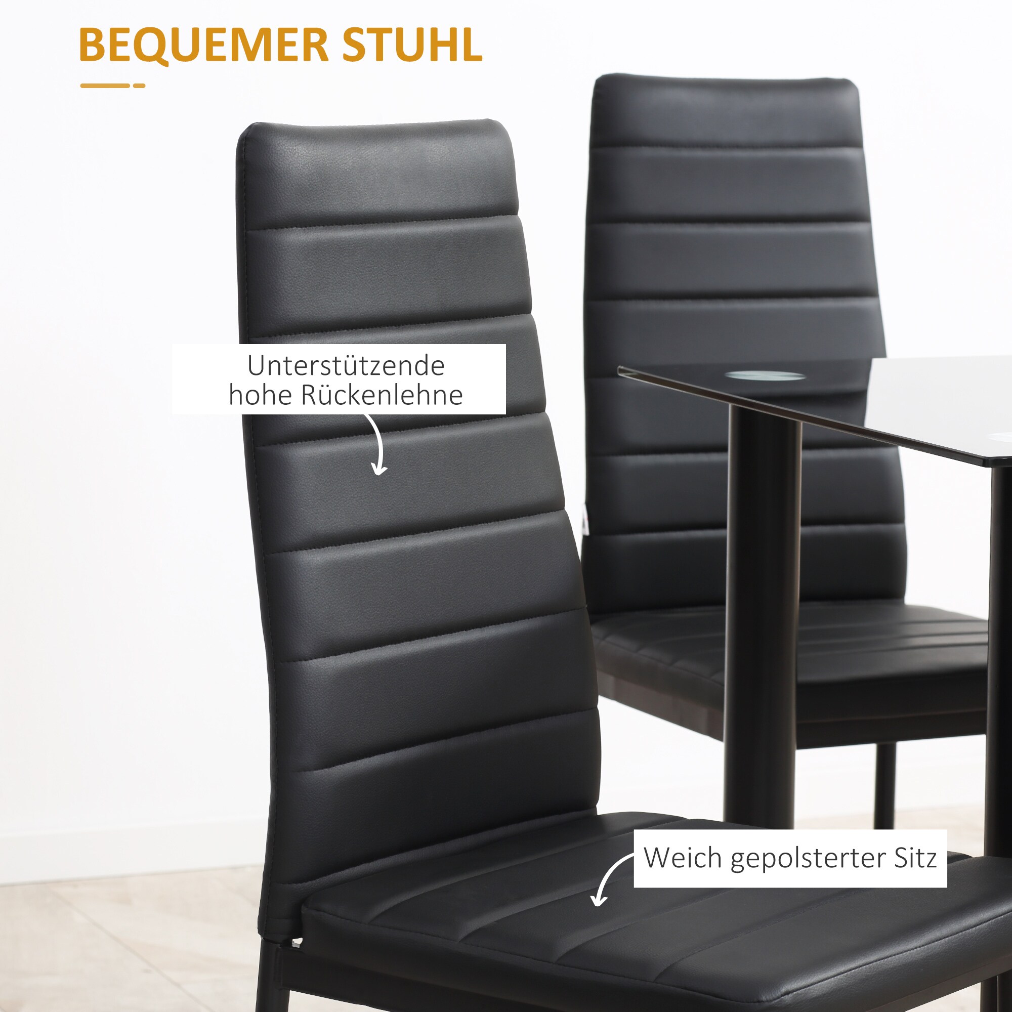 HOMCOM Esszimmergruppe mit 4 Stühlen weiß 120L x 60B x 97H cm