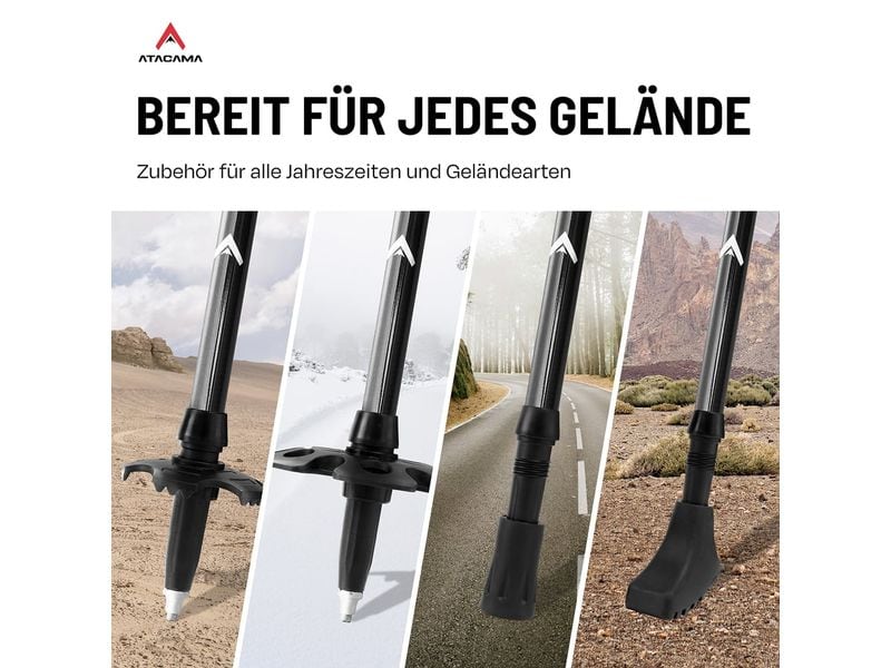 Atacama Teleskop Wanderstöcke 13-tlg. 110-135 cm Wanderhilfen aus Aluminium