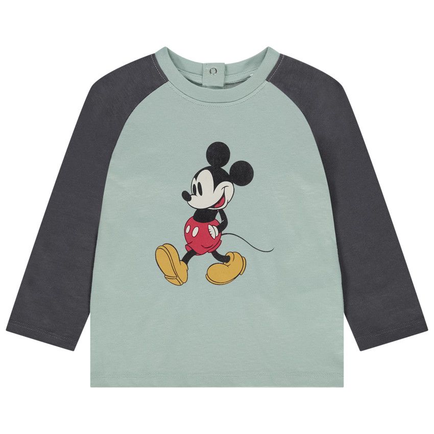 T-shirt manches longues en jersey print Mickey Disney pour bébé garçon - Vert