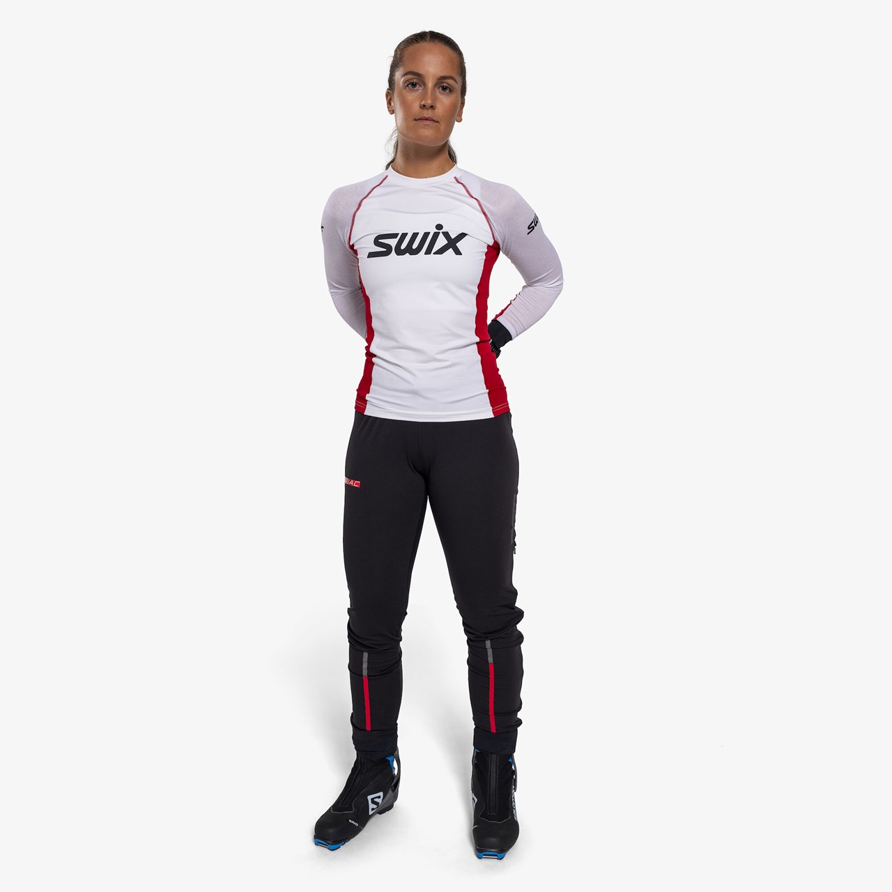 Triac Dry Breathe Long Sleeve Dame Bright White/Swix Red