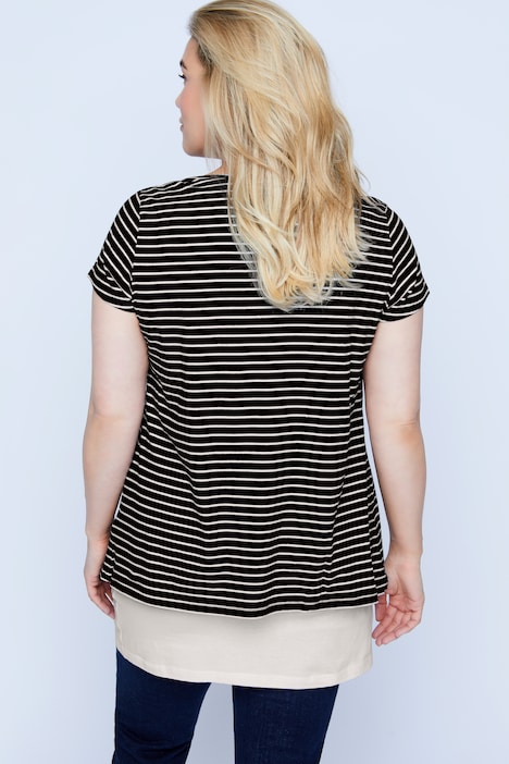 Bellieva-Shirt, doppellagig, Ringel Shirt, längeres uni Top, Biobaumwolle, GOTS
