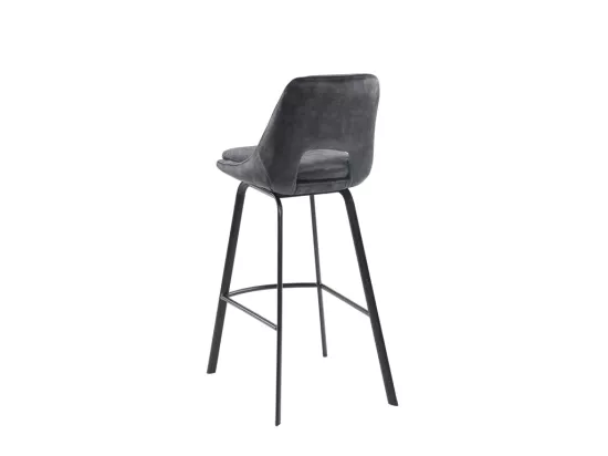 Lot de 2 tabourets de bar - Velours et Métal - Anthracite - KELINE de Maison Céphy