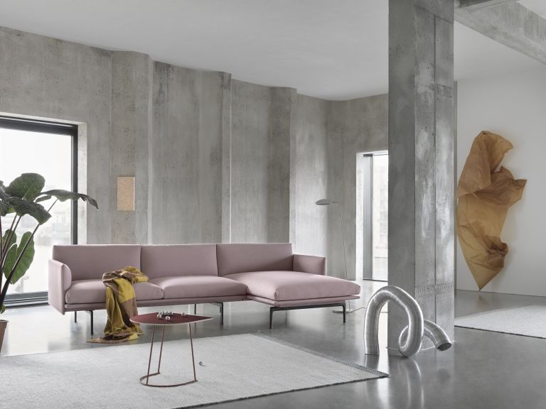 Muuto Outline bank 3-zits met chaise longue links Fiord 151