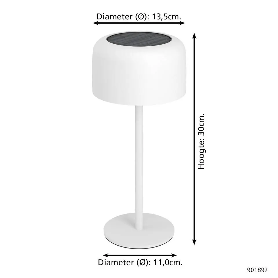 EGLO Roccanova Tafellamp - Solar - 30 cm - Wit - Oplaadbaar