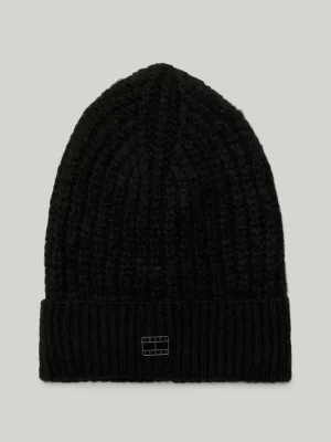 Gorro aconchegante com logotipo em malha canelada
