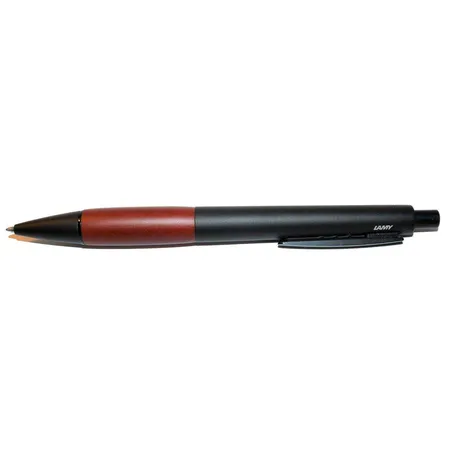 LAMY Kugelschreiber schwarz mit braunem Griffstück, Modell 296