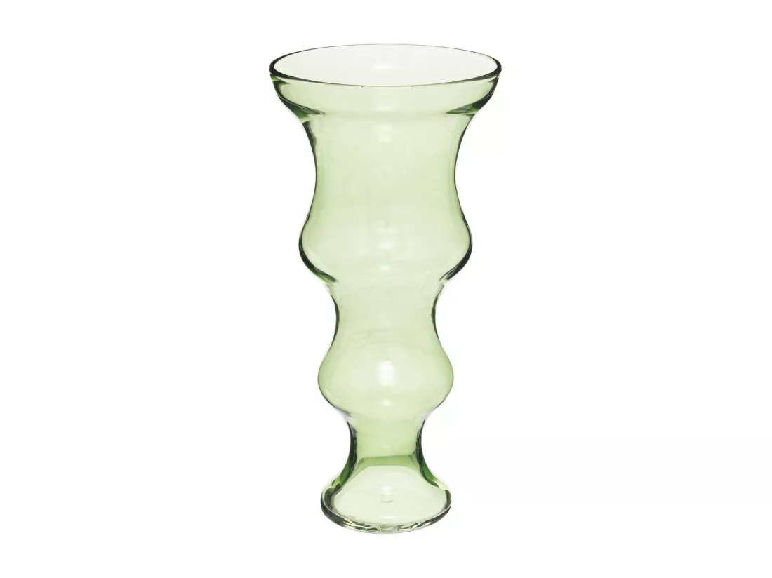 Vase double en verre modelé Vert H 35 cm