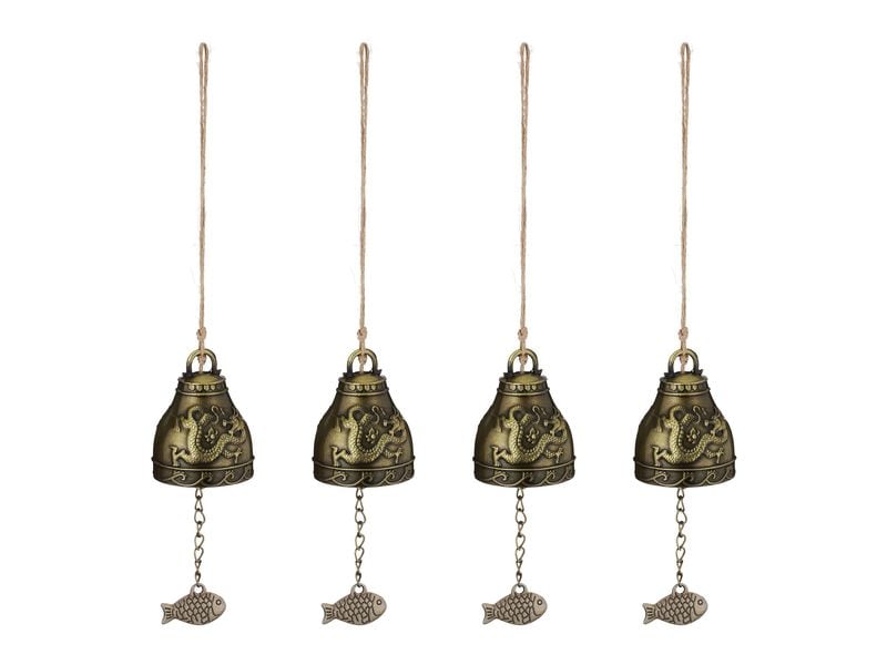 relaxdays Windspiel Feng-Shui 4 Stück, Gold Glockenspiels