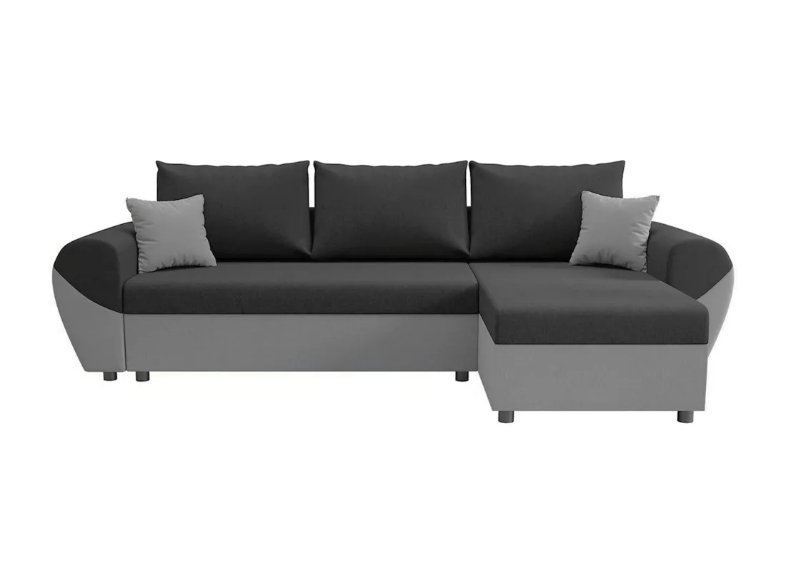 Canapé d'angle convertible et réversible en tissu noir et gris LIERNO