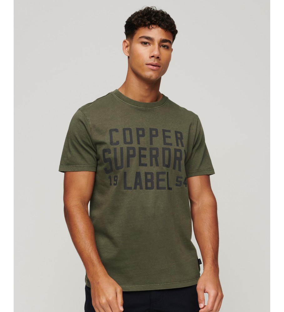 Camiseta verde da coleção Vintage Copper Label de algodão orgânico da Superdry
