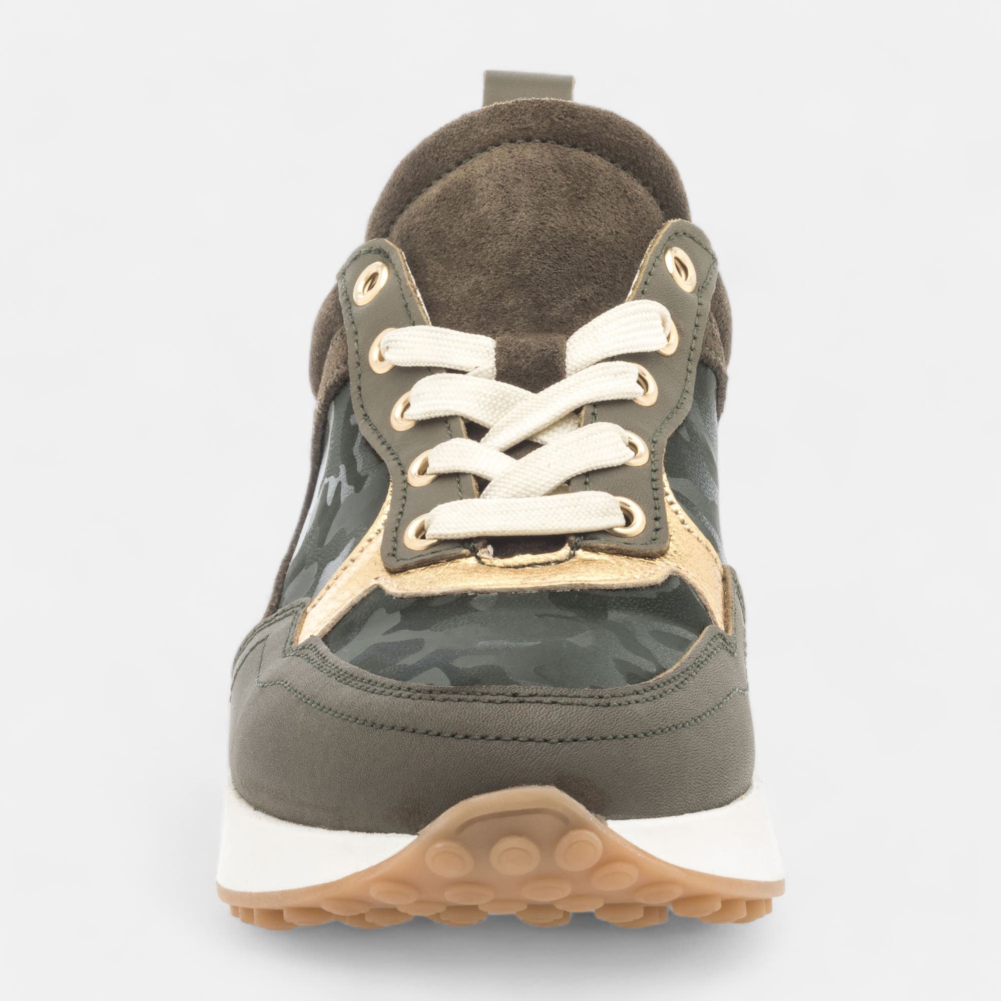 Baskets basses Femme en cuir kaki