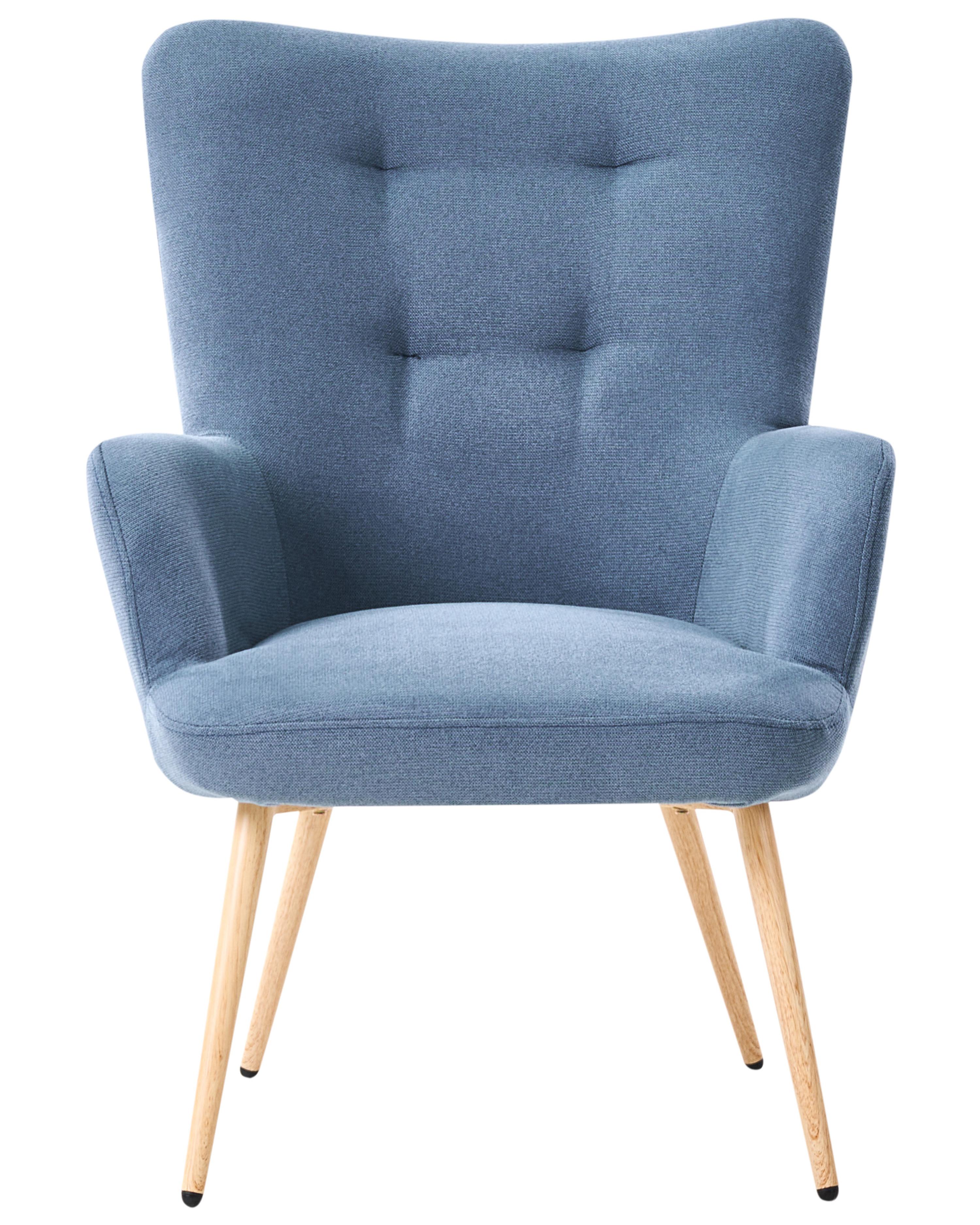 Oorfauteuil VEJLE met voetenbank Stof Donkerblauw
