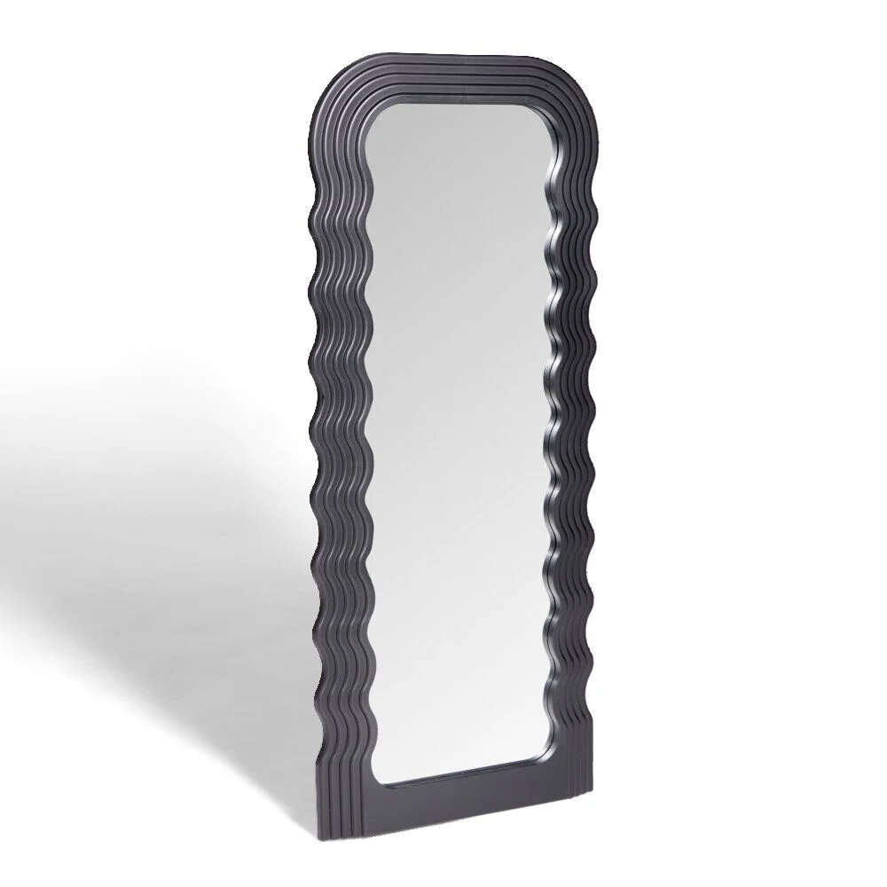 Miroir Wavy contours ondulés plastique noir 46x110cm