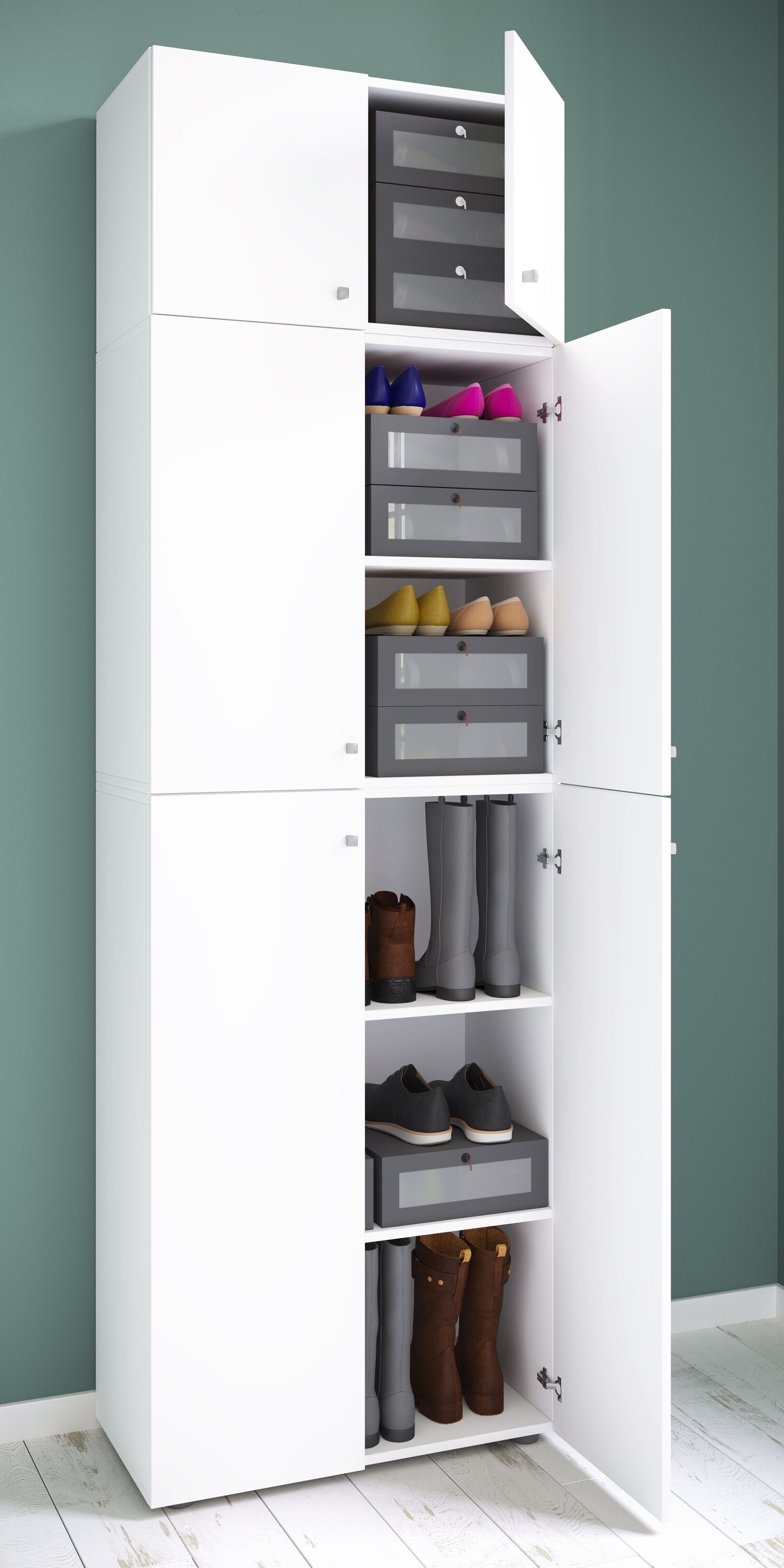VCM XXL Holz Schuhschrank Kleiderschrank Groß Schrank Schuhe Dielenschrank Lona 5f A