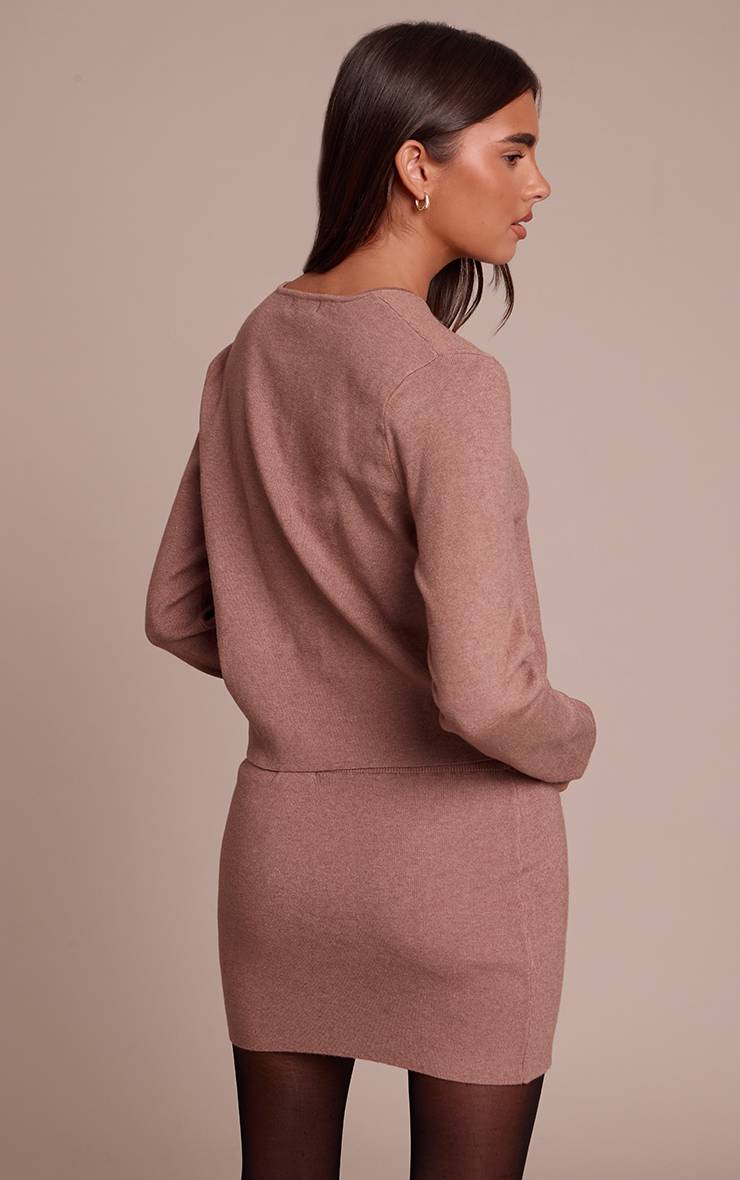 Moka Cardigan Sans Col En Maille Compacte