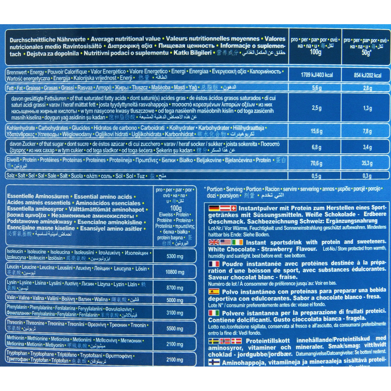 100% Whey Protein - 2350g - Erdbeer-Weiße Schokolade