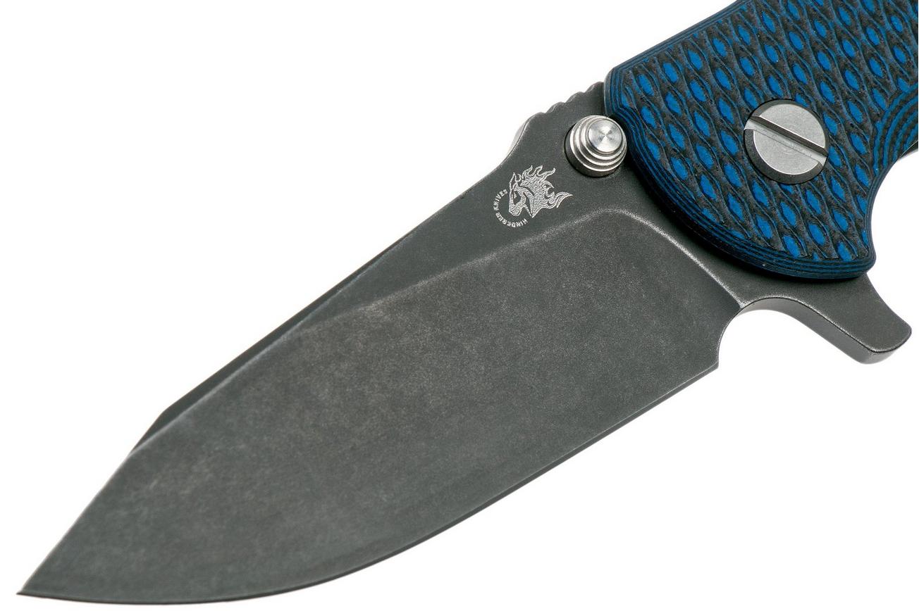 Rick Hinderer Jurassic Slicer Battle Black, Blue/Black G10 CPM 20CV zakmes