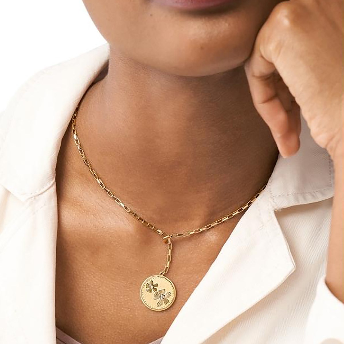 Sautoir Fossil vintage Flower