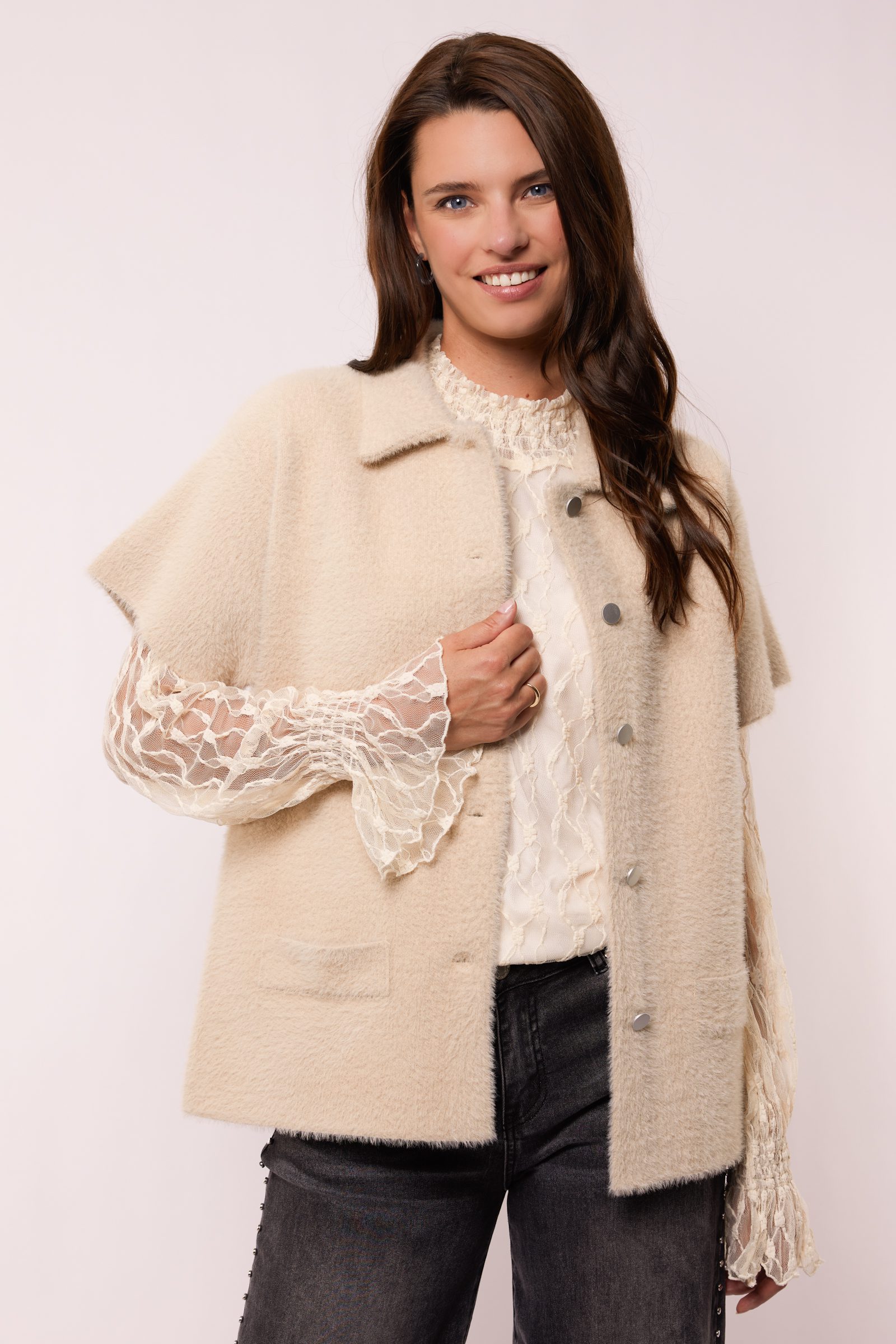 G-maxx - Shan Knitted Gilet - Sand