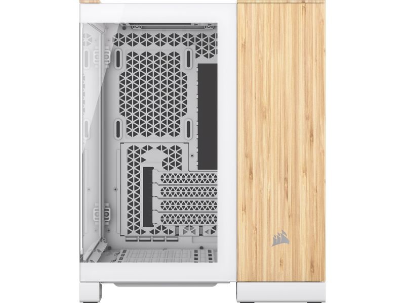 Corsair PC-Gehäuse 2500X Weiss/Bambus Mid-Tower PC-Case mit Zwei-Kammer-Design und herausragendem Luftstrom