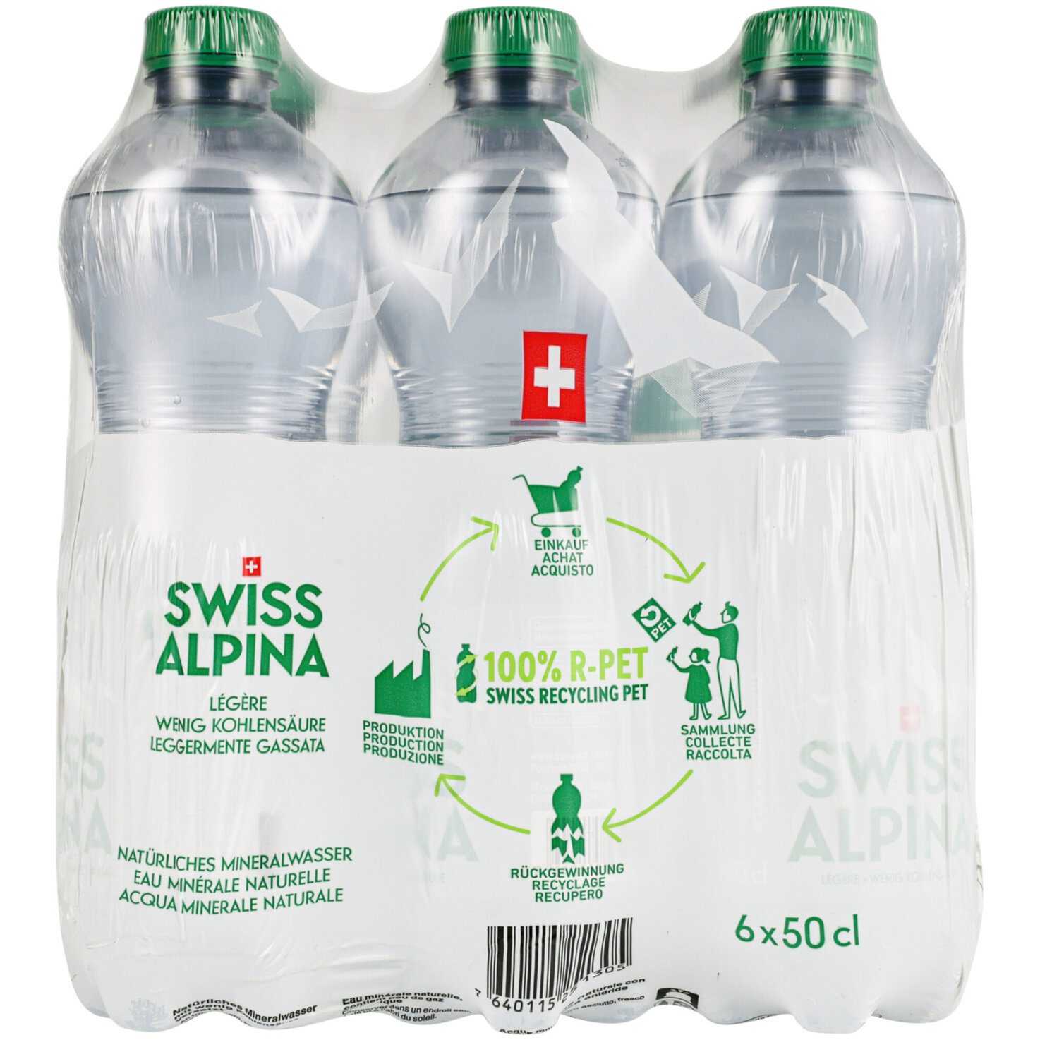 Swiss Alpina Grün Mineralwasser mit wenig Kohlensäure 6x50cl -300cl