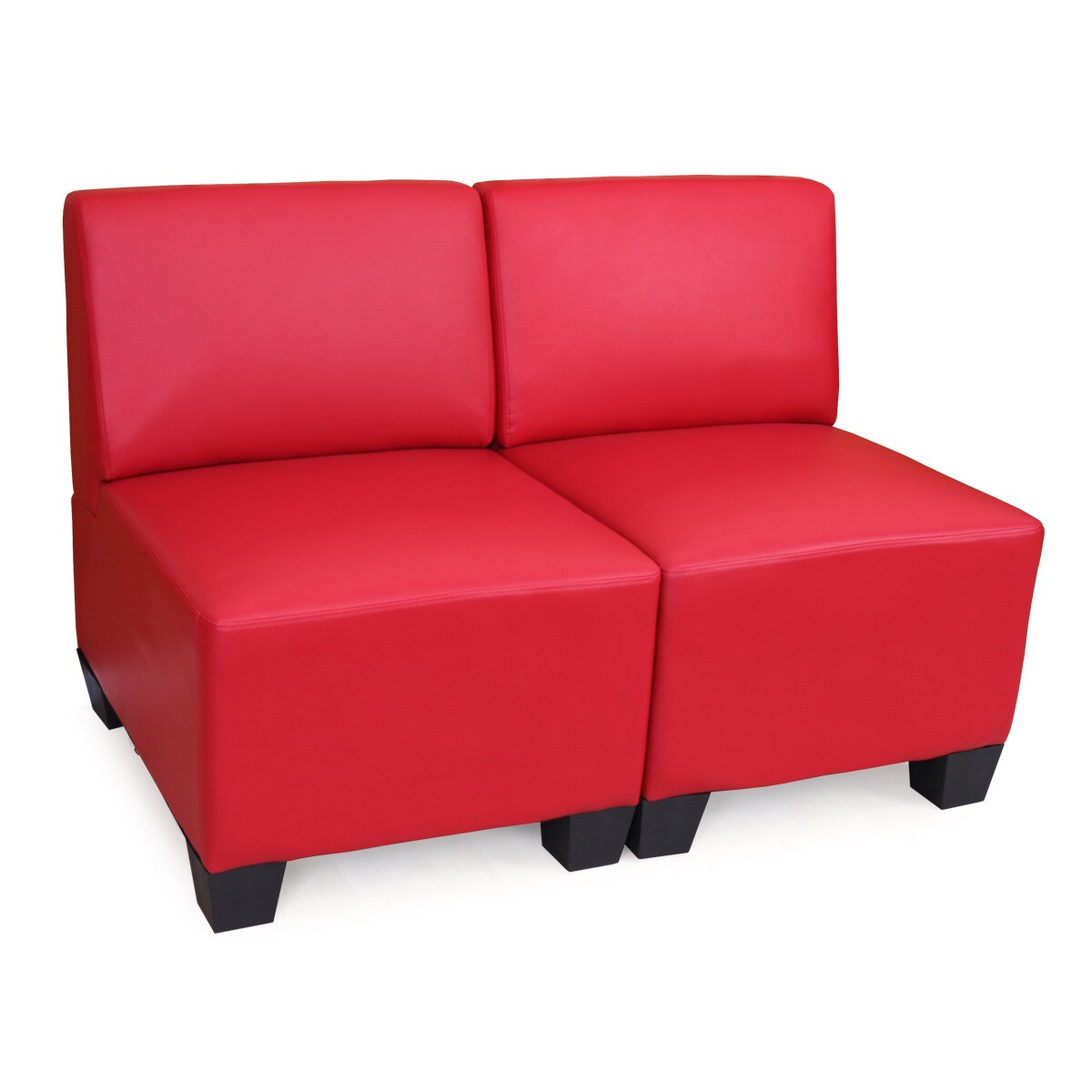 Modular 2-Sitzer Sofa Couch Moncalieri, Kunstleder ~ rot, ohne Armlehnen