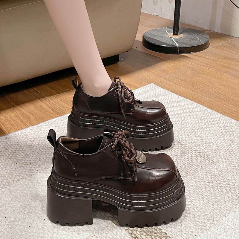 Sleeko - Platform veterschoenen van imitatieleer