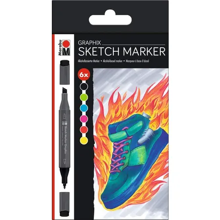Marabu Sketch Marker Graphix 6er-Sortierung HEAT