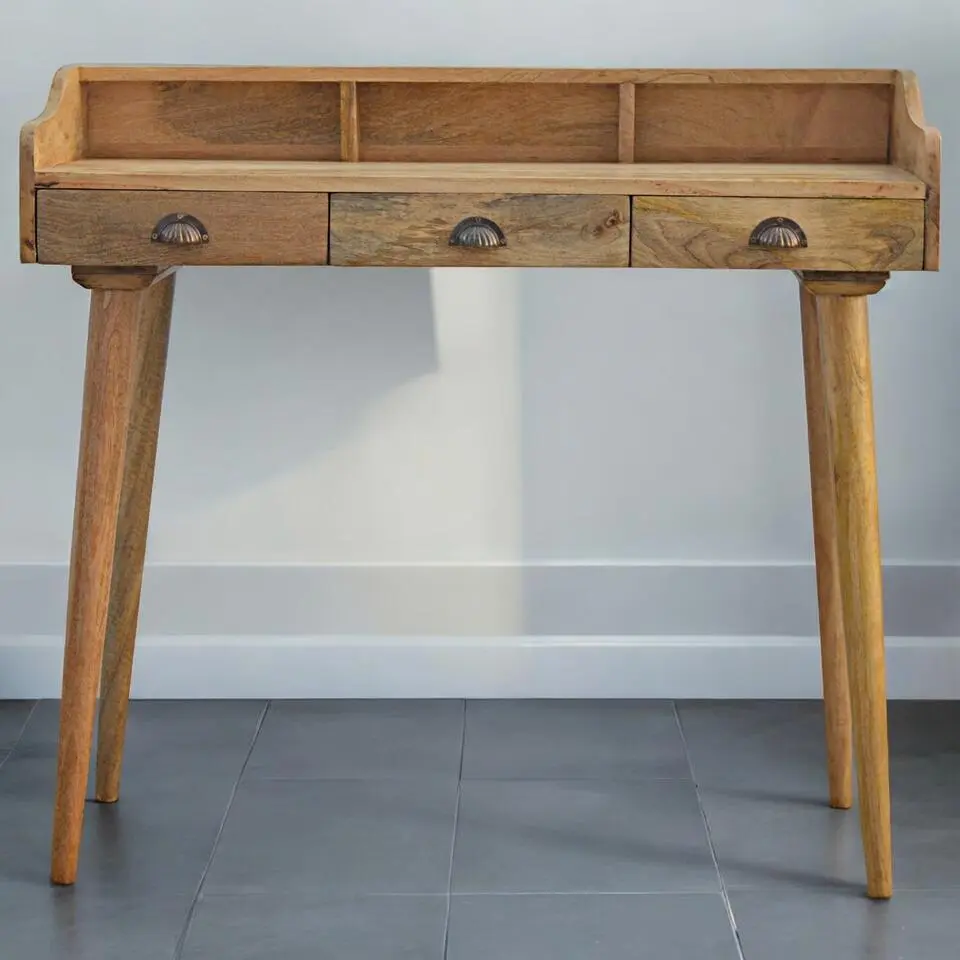 Artisan Furniture Solid hout Bureau met Rugleuning en Schelpvorm