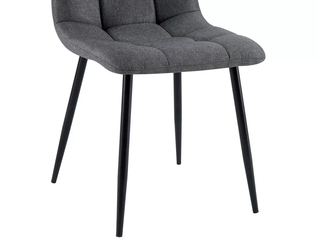 Lot de 4 chaise salle à manger - Tissu & Métal noir mat - Gris foncé - Antibes