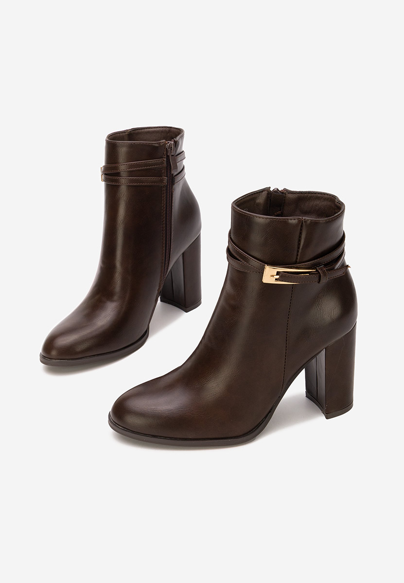 Bottines à gros talon brunes Vanisia