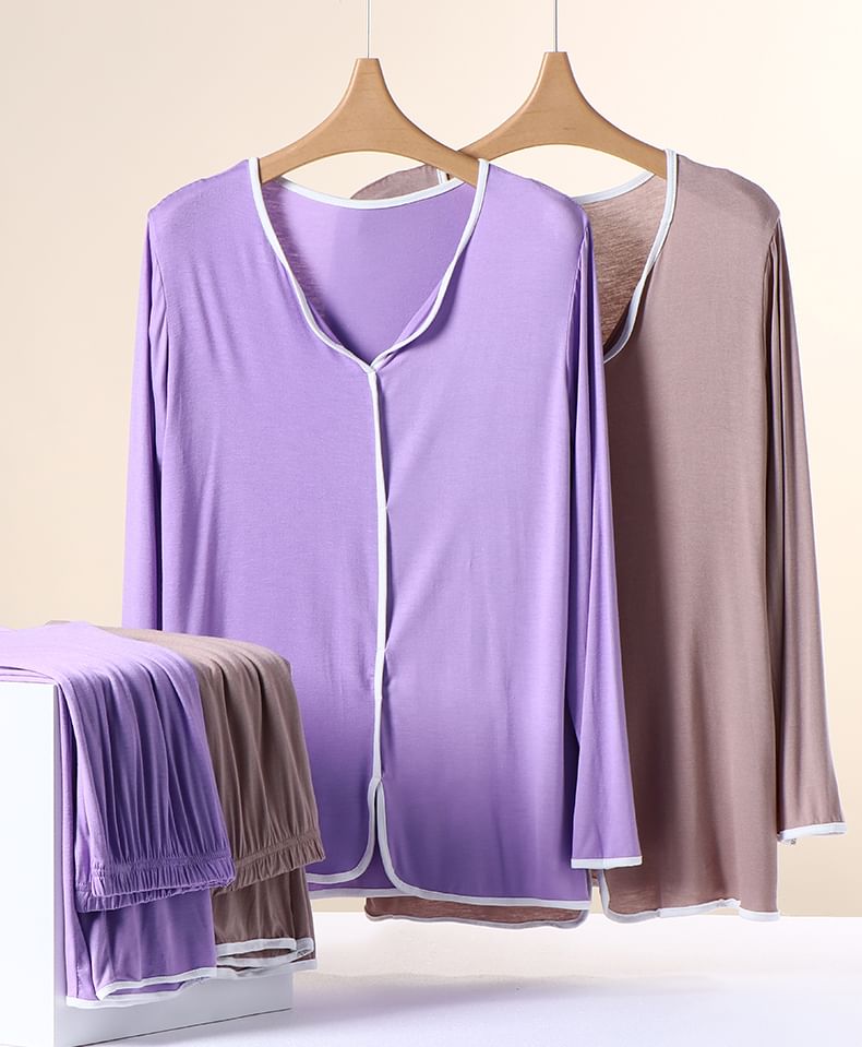KUMI - Pyjamaset met contrasterende bies