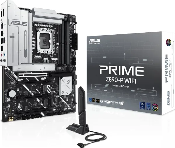ASUS PRIME Z890-P WIFI - Bundkort - ATX - LGA1851 sokkel - Z890 Chipset - USB4, USB 3.2 Gen 2, USB 3.2 Gen 1, USB-C 3.2 Gen 1 - Wi-Fi 7, Bluetooth, 2.5 Gigabit LAN - onboard grafik (CPU påkrævet) - HD Audio (8-kanaler)