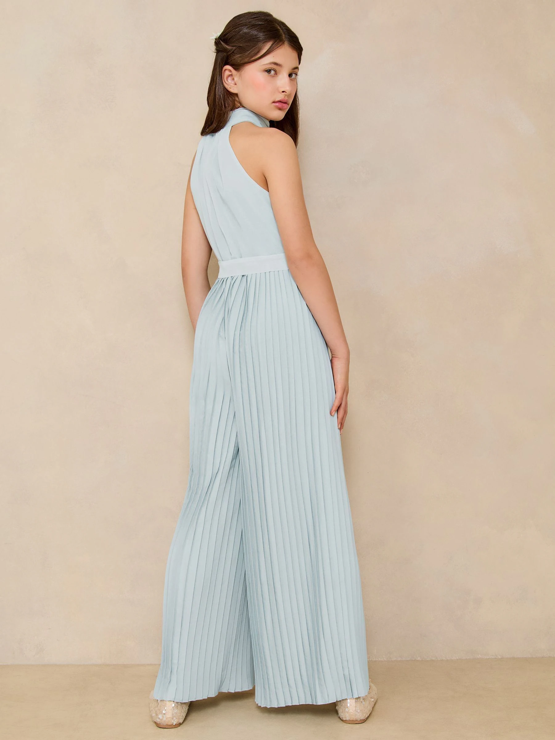 Blauw - Lipsy halter jumpsuit met versiering voor speciale gelegenheden (5-16jr)