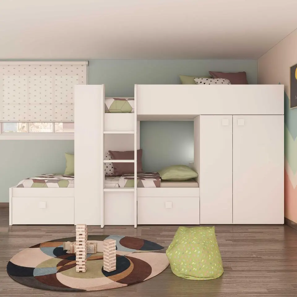 Stapelbed Beau (lattenbodem onderste bed niet inbegrepen) - wit