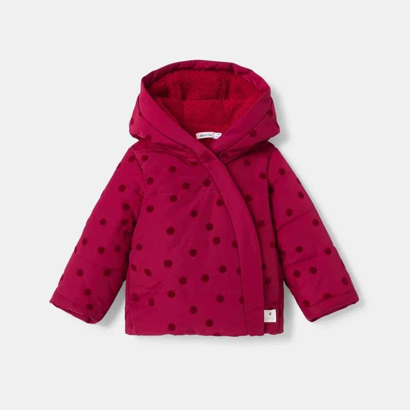 Doudoune à capuche imprimé pois rouge bébé fille Absorba Rouge