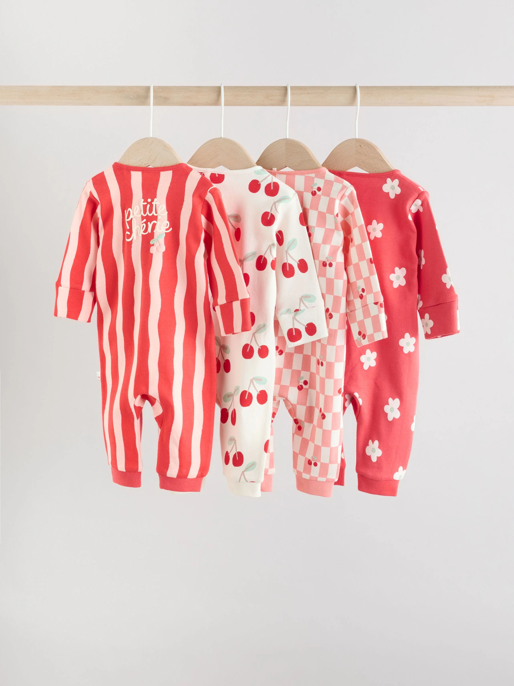 Rode kers - Verpakking van 4 Baby pyjama's met tweewegrits en Print (0mnd -3jr)