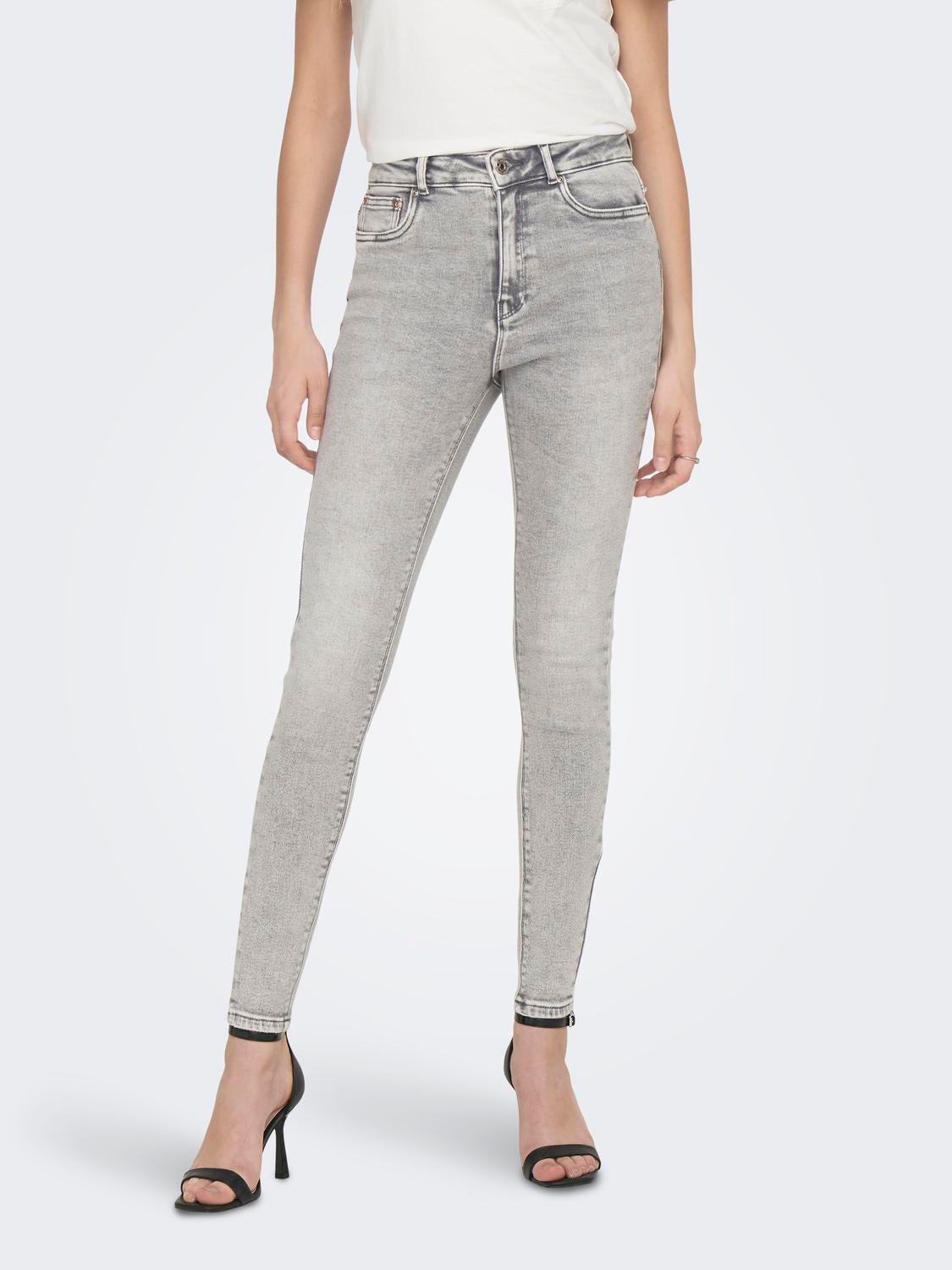 ONLMILA Hohe Taille Skinny Fit Jeans Light Grey Denim
