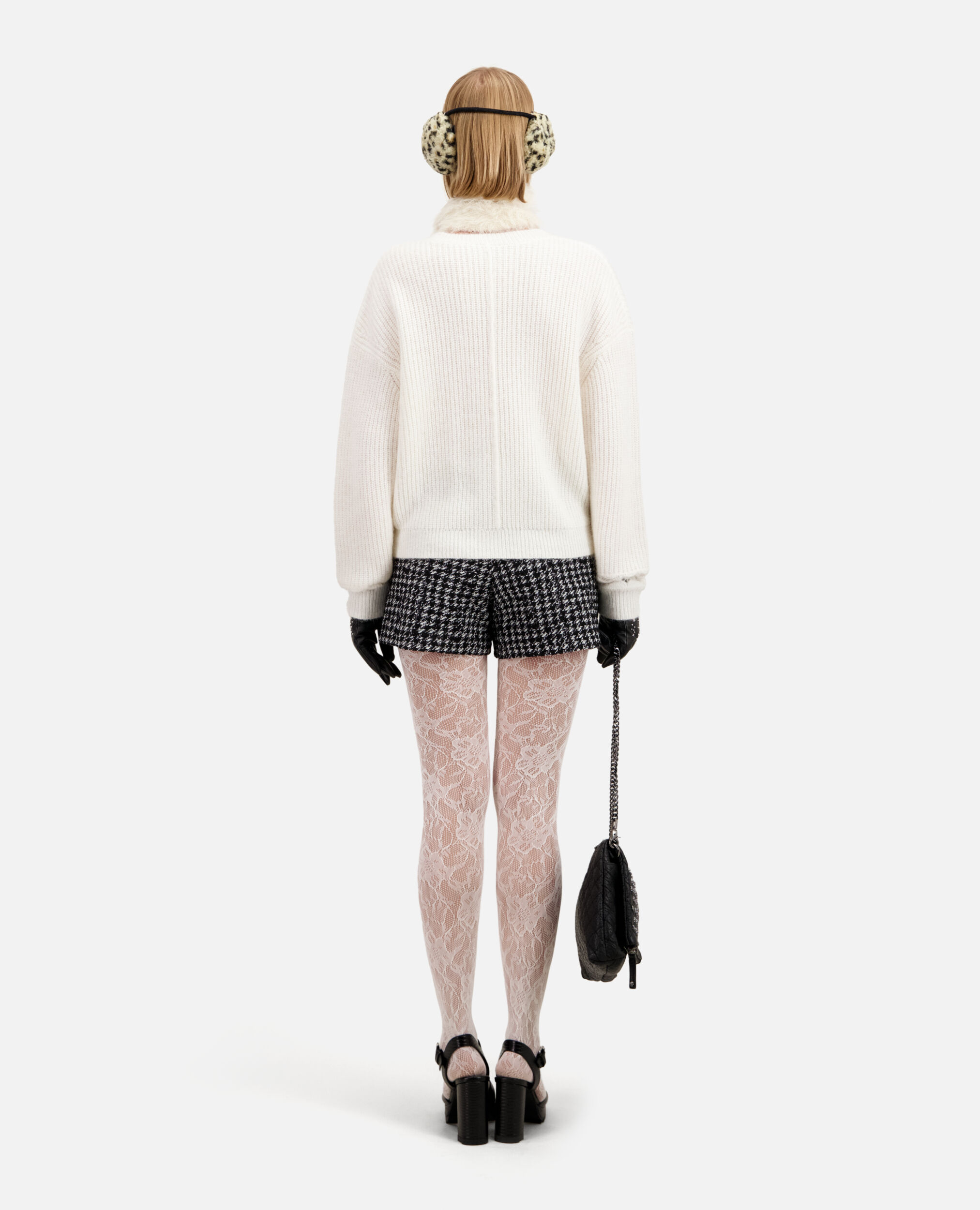 Ecru wool-blend cardigan
