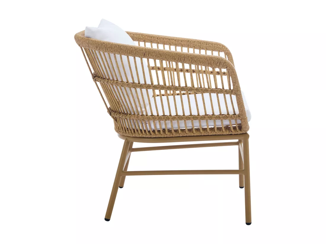 Fauteuil de jardin en résine tressée - Naturel clair - LOUSINI de MYLIA