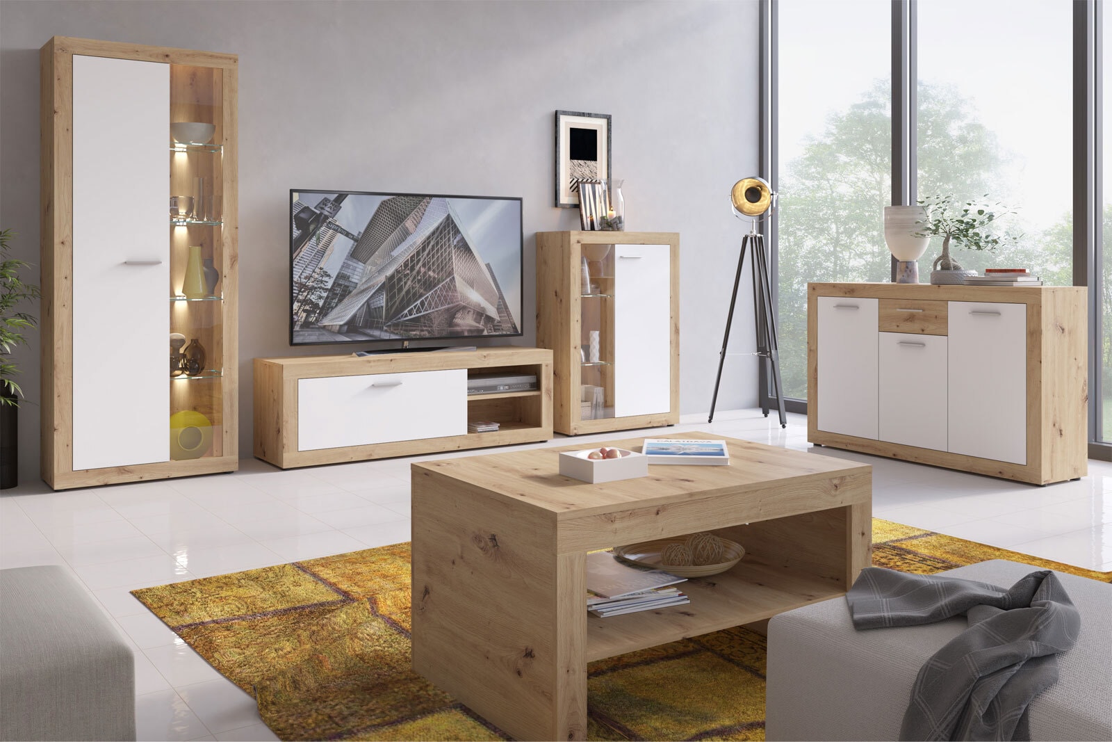 Sideboard Brilon Eiche Artisan-Optik/Weiß 135,2x86x35 cm