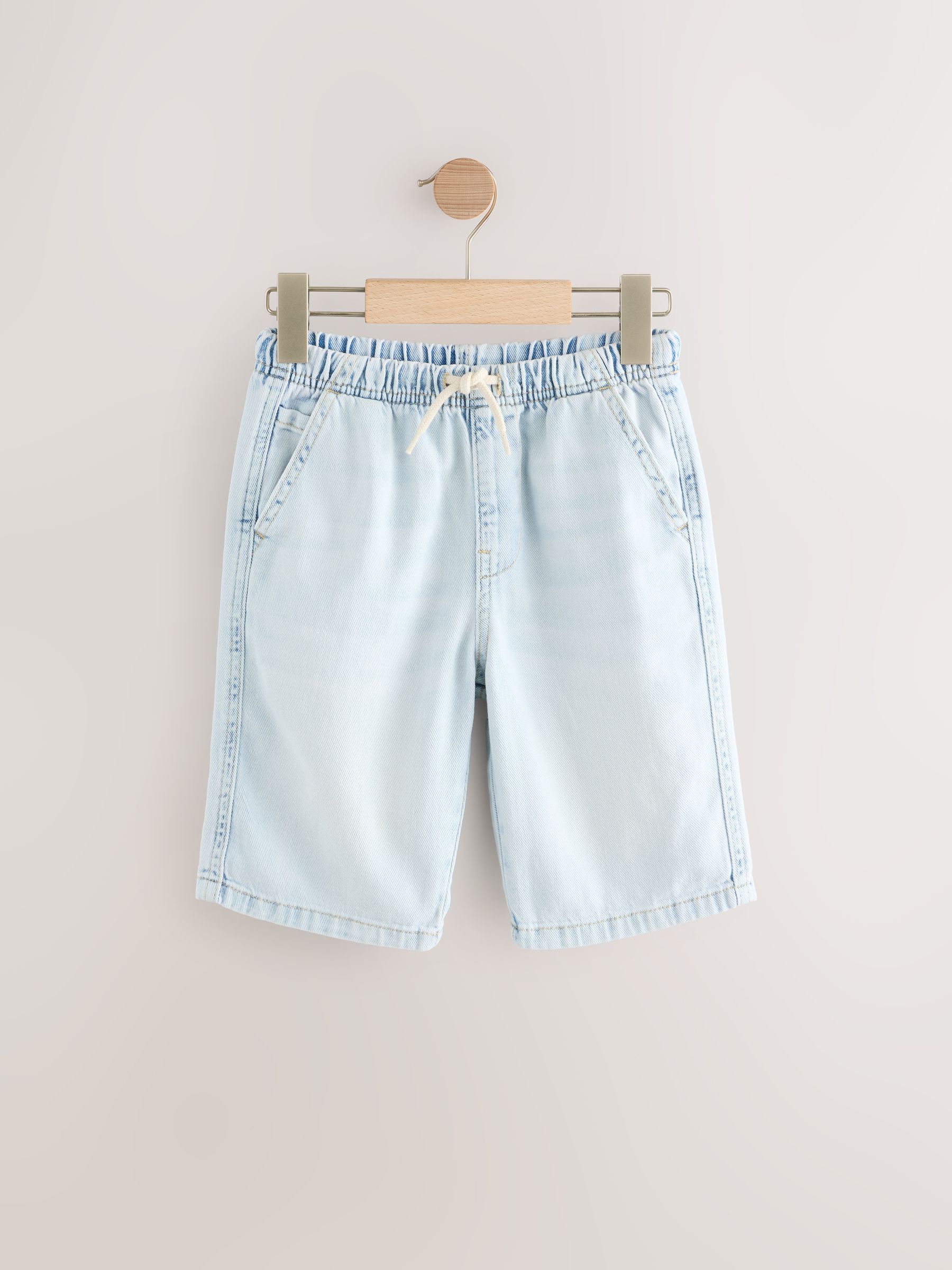 Gebleekt - Bermuda denim shorts met elastische taille (3 - 16 jr)